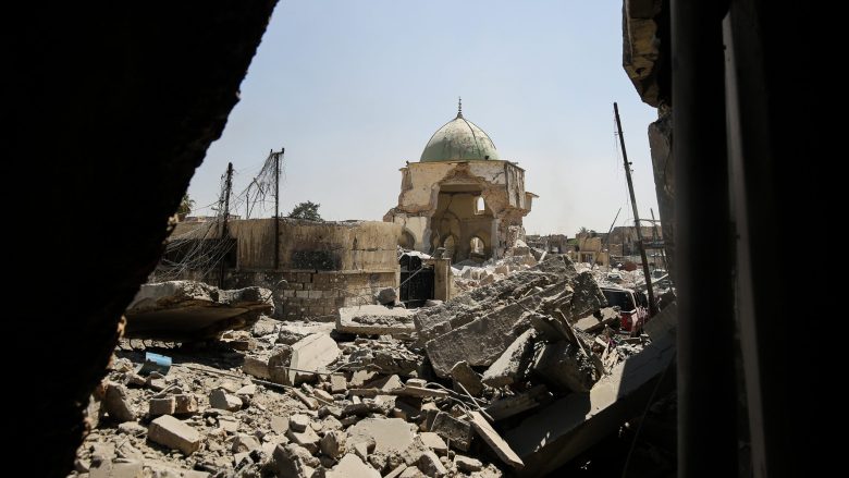 The destroyed Al-Nuri Mosque in the Old City of Mosul is shown on June 29, 2017. Photo: AFP / Ahmad al-Rubaye