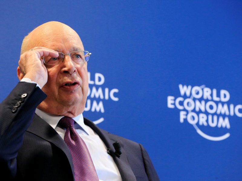 World Economic Forum Executive Chairman and founder Klaus Schwab talks about the January meeting. Photo: Reuters/Pierre Albouy